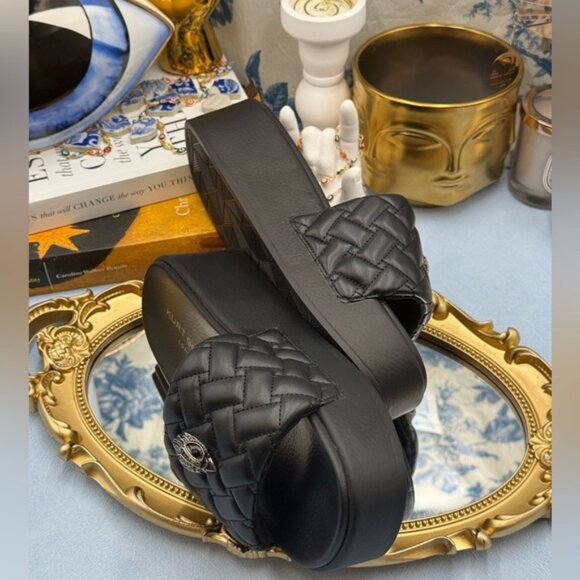 🆕 KURT GEIGER LONDON 🧿 NWOB Meena Eagle Platform Slides Sz EU 37 US 7 - Picture 14 of 16